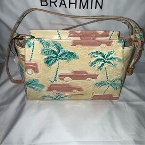 Brahmin Tropical Print Shoulder Bag - Cream and Pink
